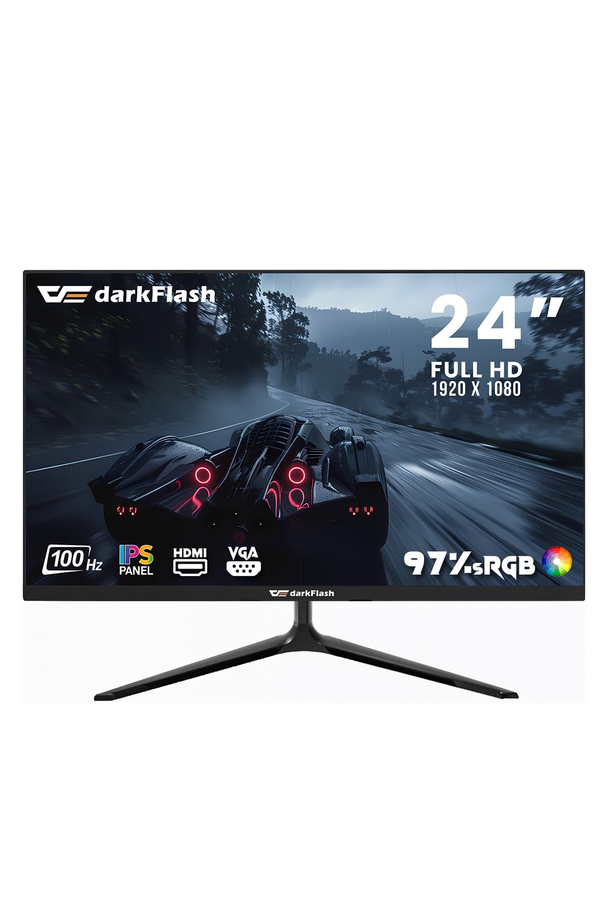 Darkflash G243FW 24-inch IPS Panel FHD 100Hz Gaming Monitor/Office Monitor, Clear Vision Processor, Eye Care Technology, CDC Dimming Technology, Built-In HDMI & VGA Port Monitor