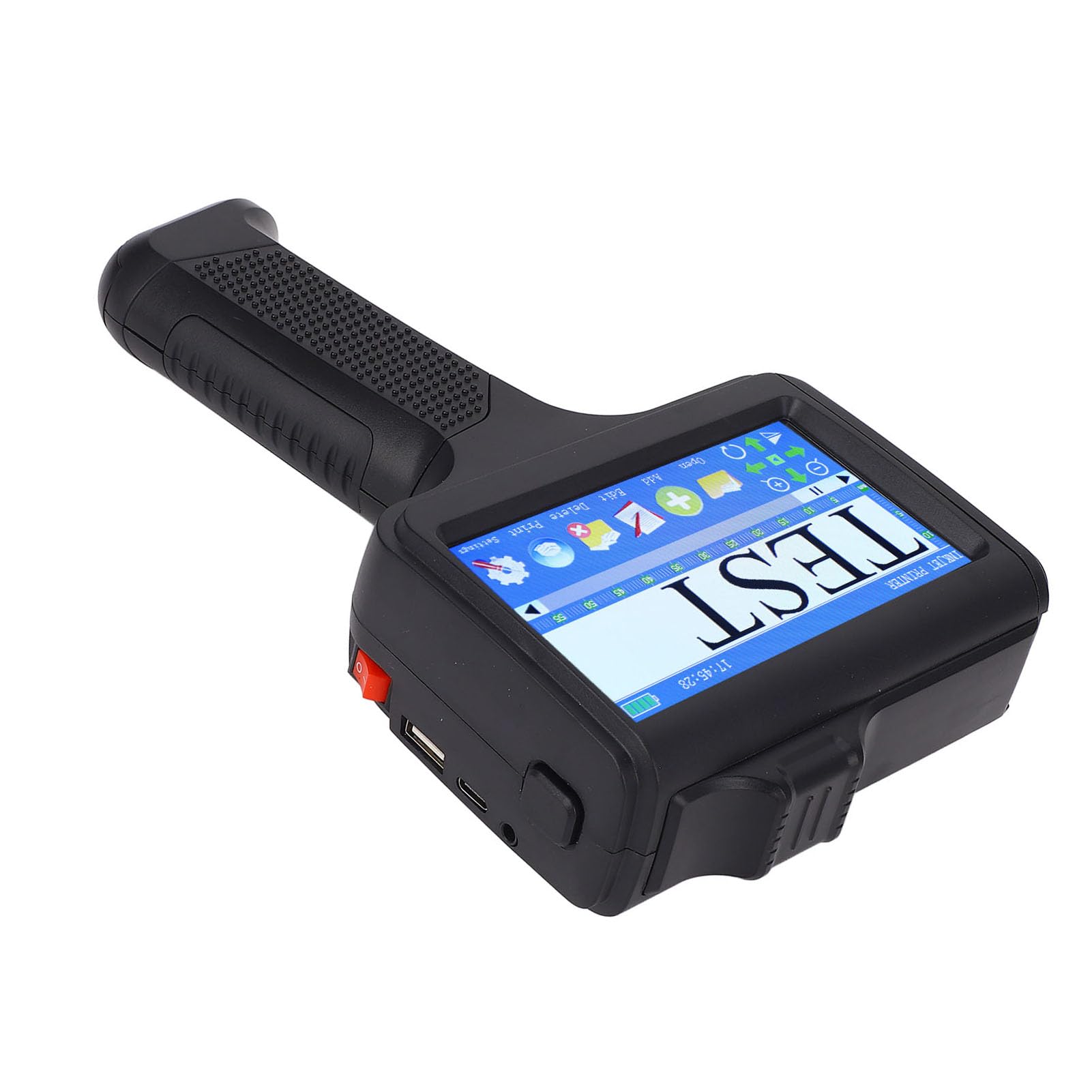 Handheld Inkjet Drukarka, przenośna bezprzewodowa Wysoka wydajność Bluetooth 4,3 -calowa ekran dotykowy Obsługuje drukowanie wielu języków na drewnianym plastikowym tkaninie czarny