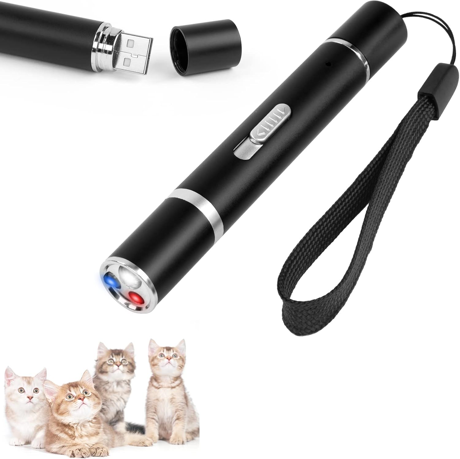 vsshe Juguetes para Gatos Puntero LED, USB Recargable LED Interactivos Juguetes para Gato Perro Herramienta de Entrenamiento para Gato Perro Hacer Ejercicio