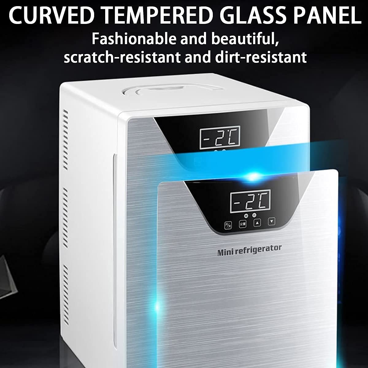 20L riscaldatore Portatile del Frigorifero, DC 12V AC 240V Compatto del custodi della Bottiglia della Birra del Vino con Il Display e la Maniglia del LED, Raffreddamento termoelettrico Silenzioso per
