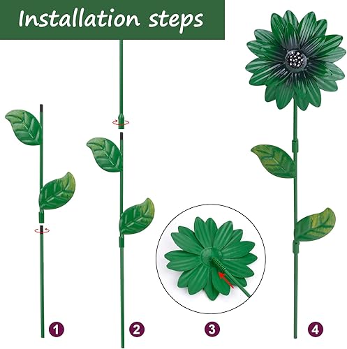 Miniatura 6 de 14 estacas de metal para jardín, 15 pulgadas, flores de primavera de metal para decoración al aire libre, estaca para decoración de patio