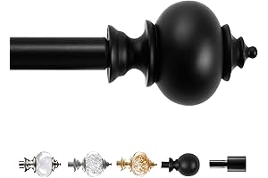 Sophisticated Black Curtain Rods for a Refined Ambiance: Deconovo Adjustable Curtain Rod, 3/4 Inch Diameter