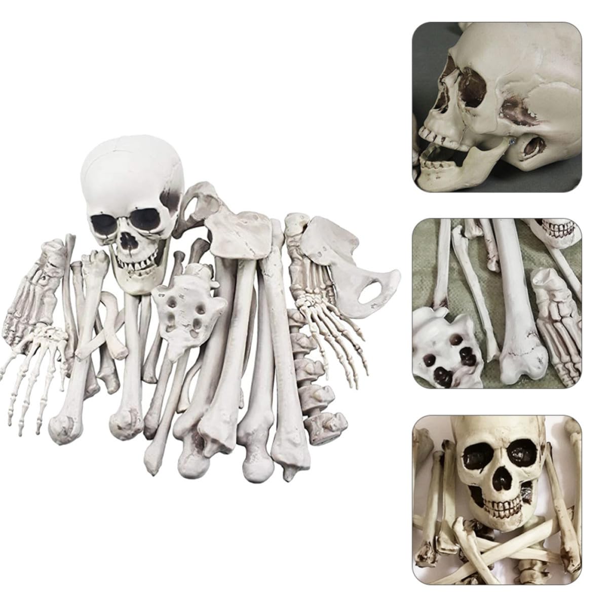 Decorazione di Halloween Ossa Scheletro in Plastica Bianco Realistico per Decorazioni Casa e Festa di Halloween per Ambienti Esterni e Party