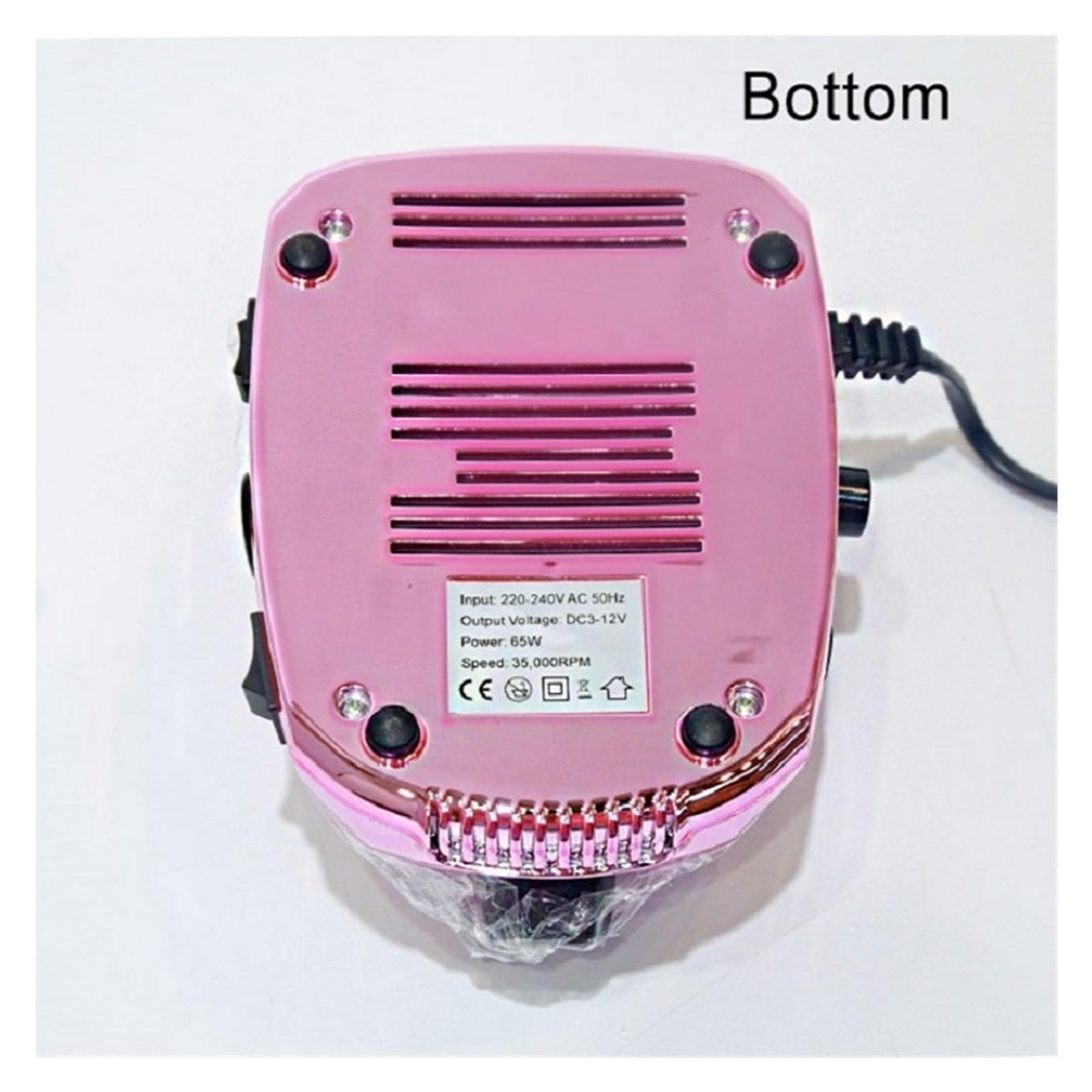 Wiertarka do paznokci, 35000RPM elektryczna wiertarka do paznokci, polerowania, maszyna manicure zestawu narzędzi zdobienia, elektryczny pilnik z frezem(Mirror Pink)