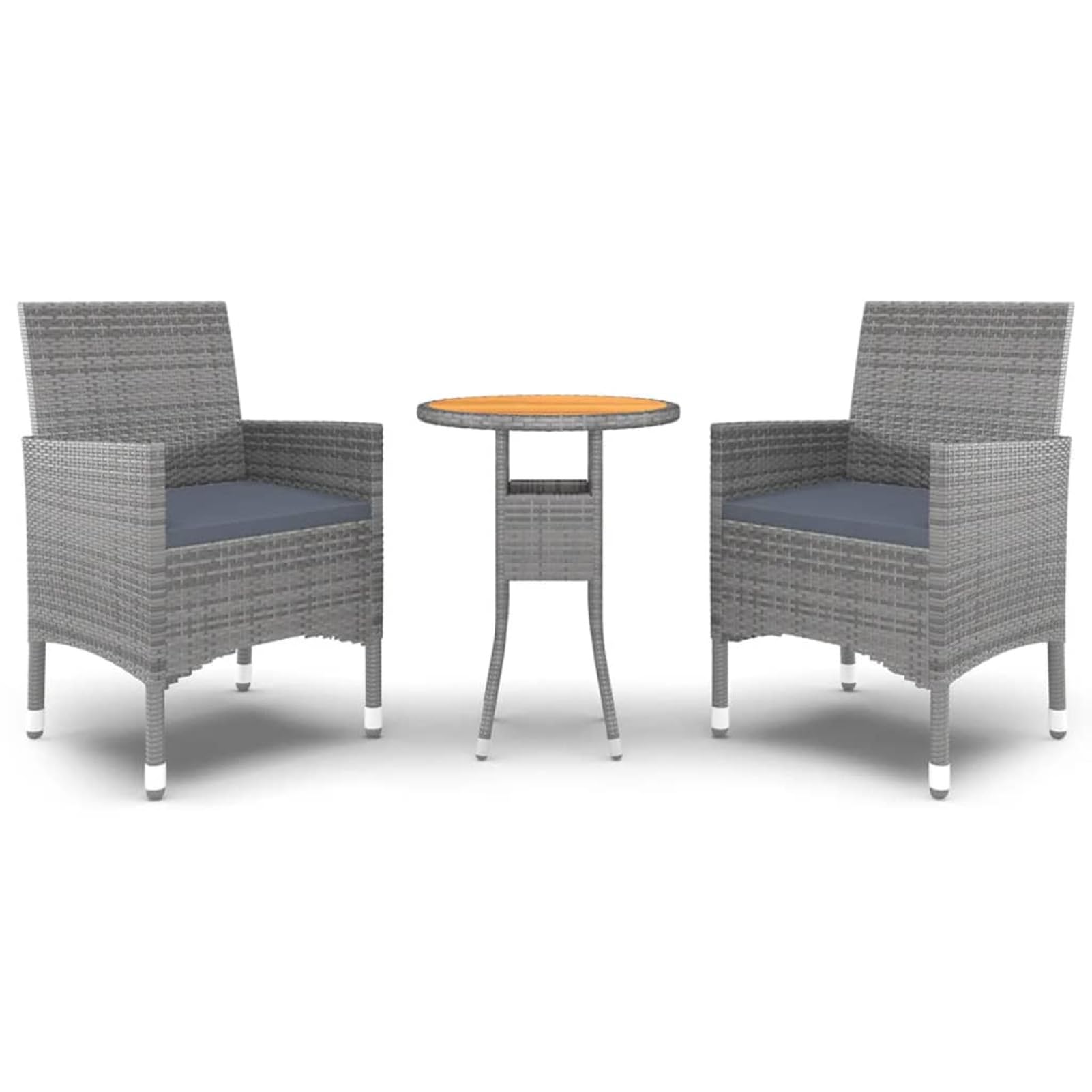 Ensemble de salle à manger de jardin 3 pièces ensemble table et chaises de jardin, meubles de jardin, ensemble terrasse extérieure, meubles de jardin en rotin synthétique gris