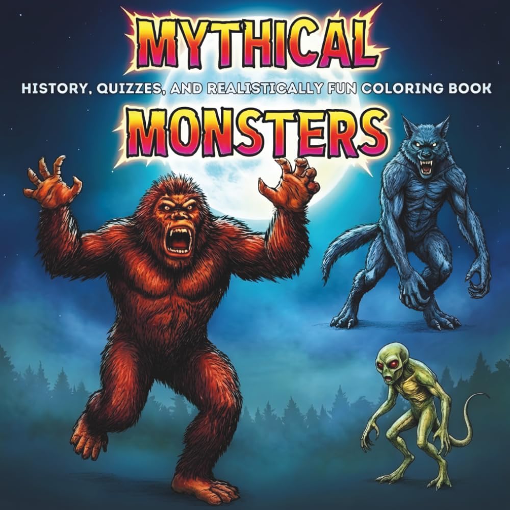 Mythical Monsters: A Realistic Coloring Book Featuring Legendary Creatures, Cryptids, History, and Quizzes