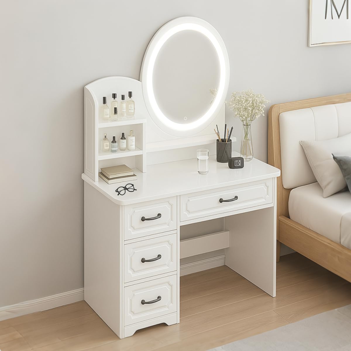 Amazon｜EastEamily ドレッサー 化粧台 メイク台 40奥行きx80幅x137高