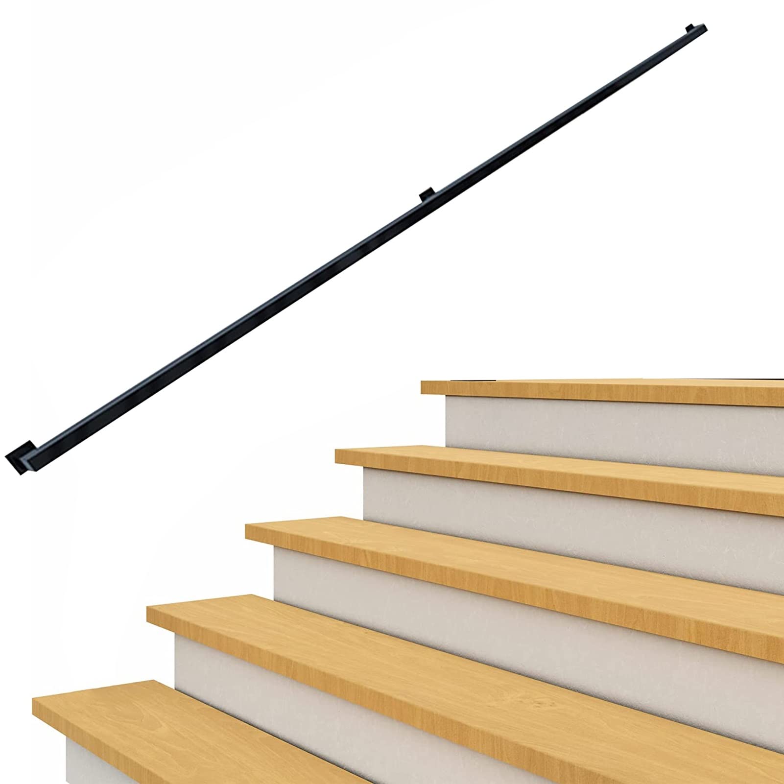 Rampe d'escalier industrielle tube de fer noir barre d'appui murale marches 1-20 pieds