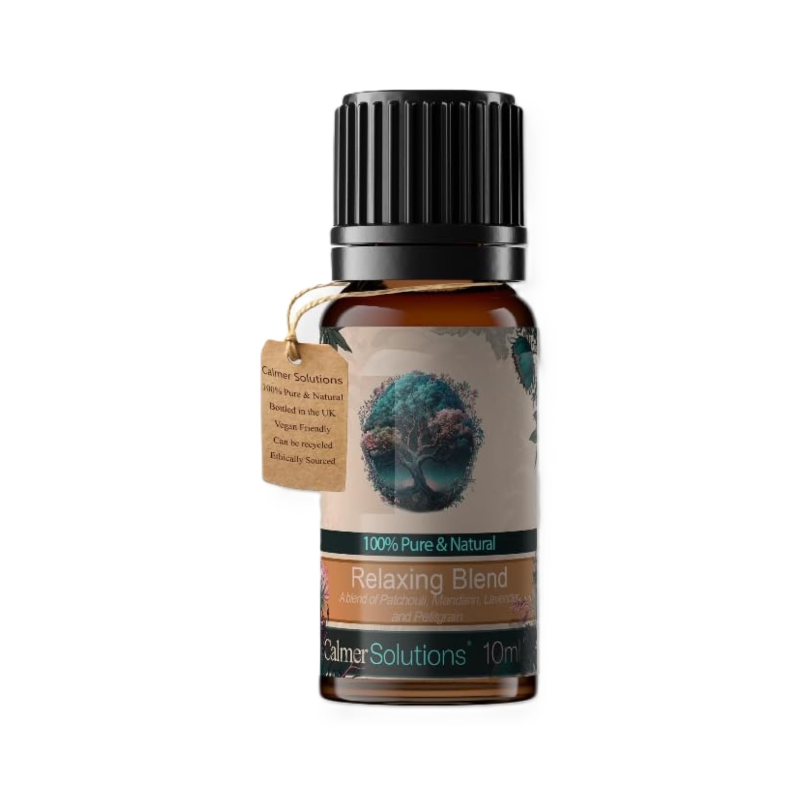 Calmer Solutions Blue Relaxing Blend 10Ml – Petitgrain, Mandarin, Patchouli & Lavender With Coconut Oil – Calming Aromatherapy Essential Oil Blend For Stress Relief, Balance & Wellbeing