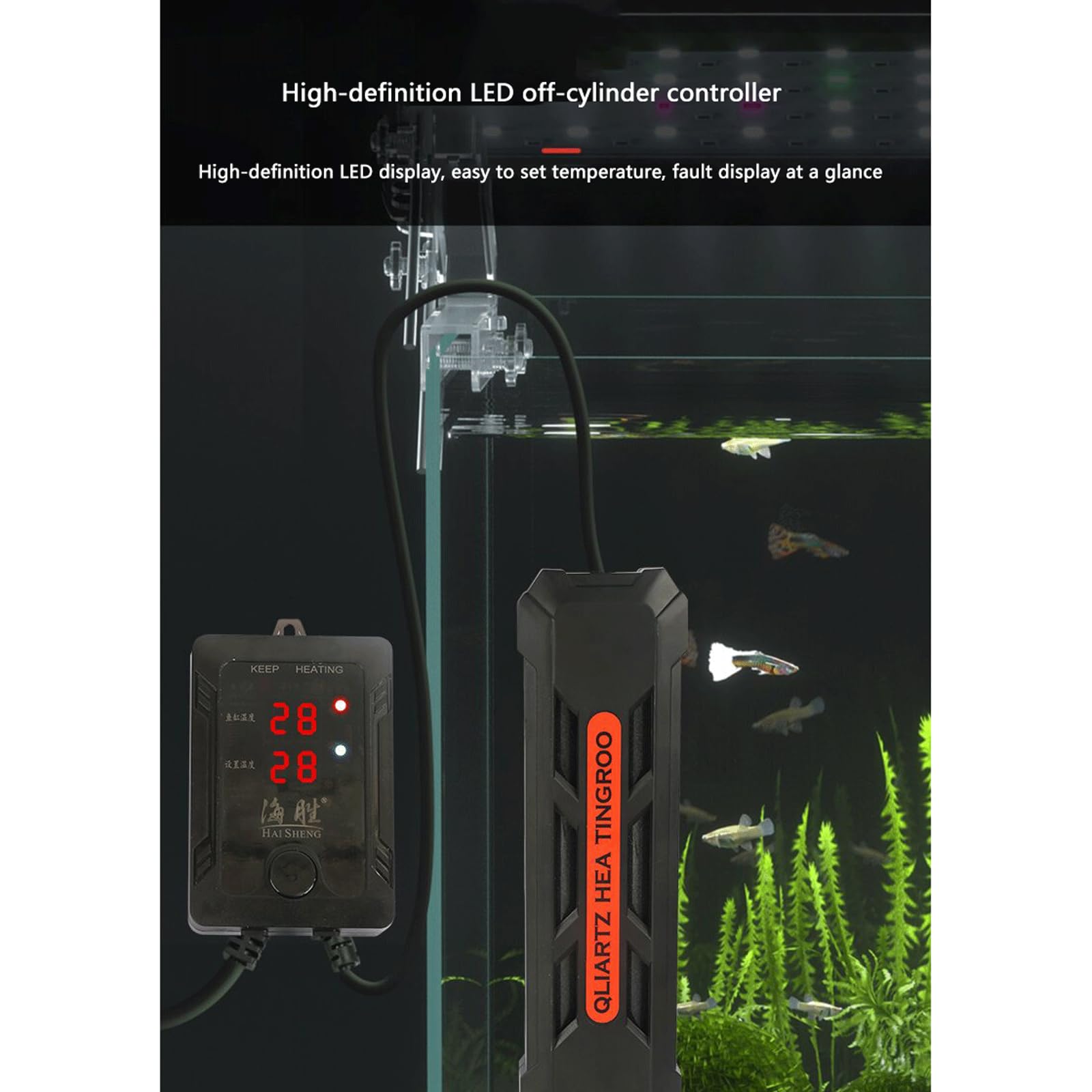 Aquarium-Hochleistungsintelligenter Inverter-Heizstab, automatische, explosionsgeschützte Heizung mit konstanter Temperatur, 1500 W (500 W)