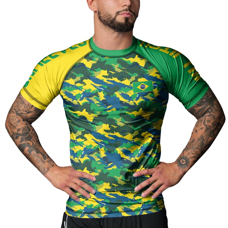 FORMONIES POD Patriot BJJ Jiu Jitsu Rash Guard for Men Short Sleeve Baselayer Compression Tops No Gi MMA Grappling4
