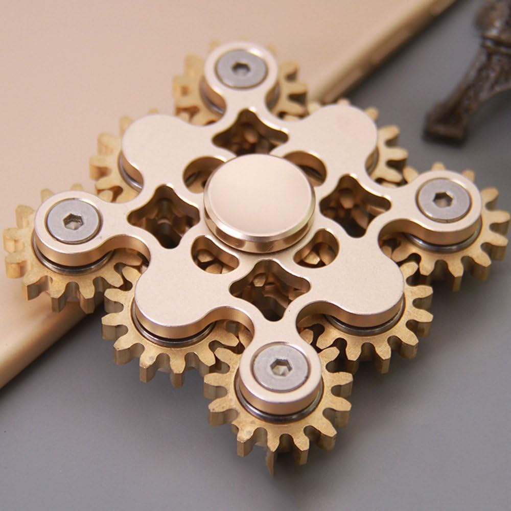 YELLU Wheel Gears Electric Saw Metal Fidget Hand Spinners Toys with ceramics Bearings (9 Gears Gold)