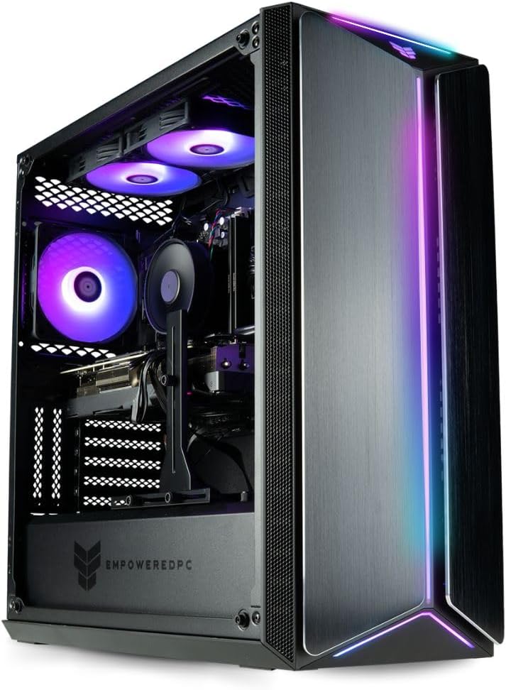 Empowered PC Mantis V2 Gaming Desktop - NVIDIA GeForce RTX 3080 (~ 4070), AMD Ryzen 7 5700X Processor, 32GB DDR4 RAM, 512GB NVMe SSD + 2TB HDD, WiFi, Windows 11 Home - Gamer RGB Computer