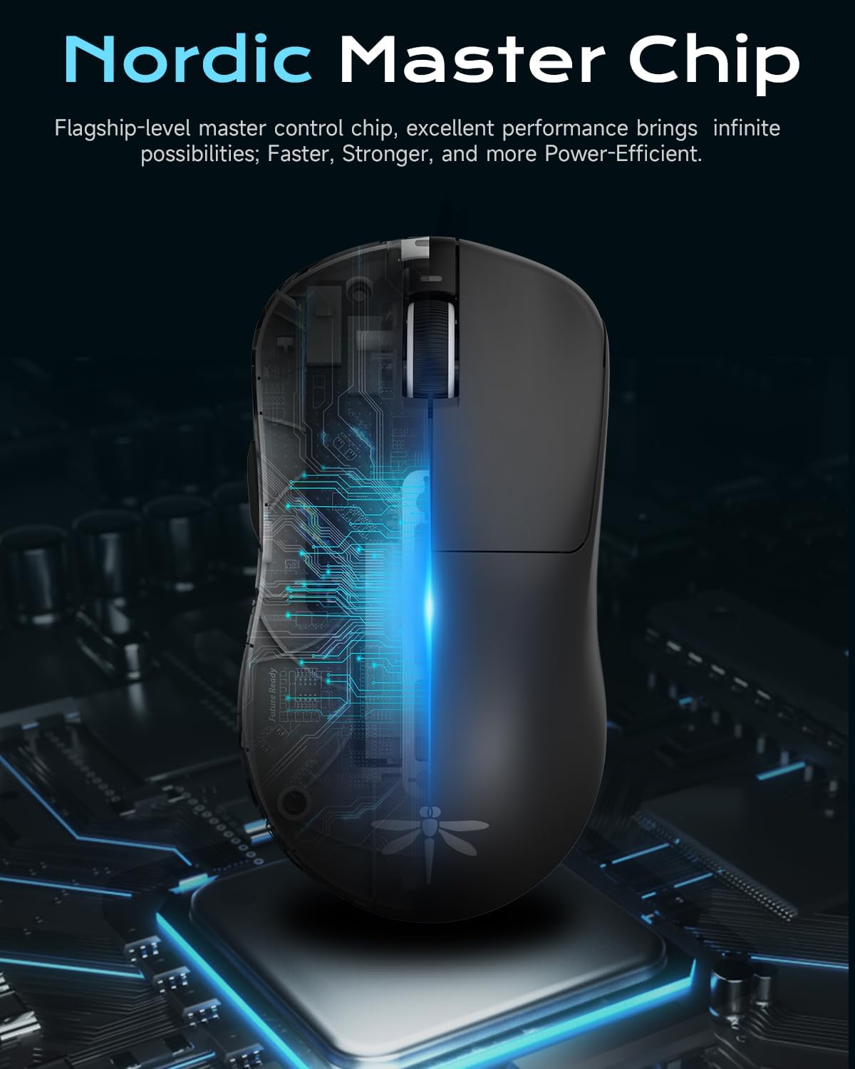 lateral view of the VGN Dragonfly F1 Pro Wireless Gaming Mouse, black color, highlighting the two programmable side buttons.