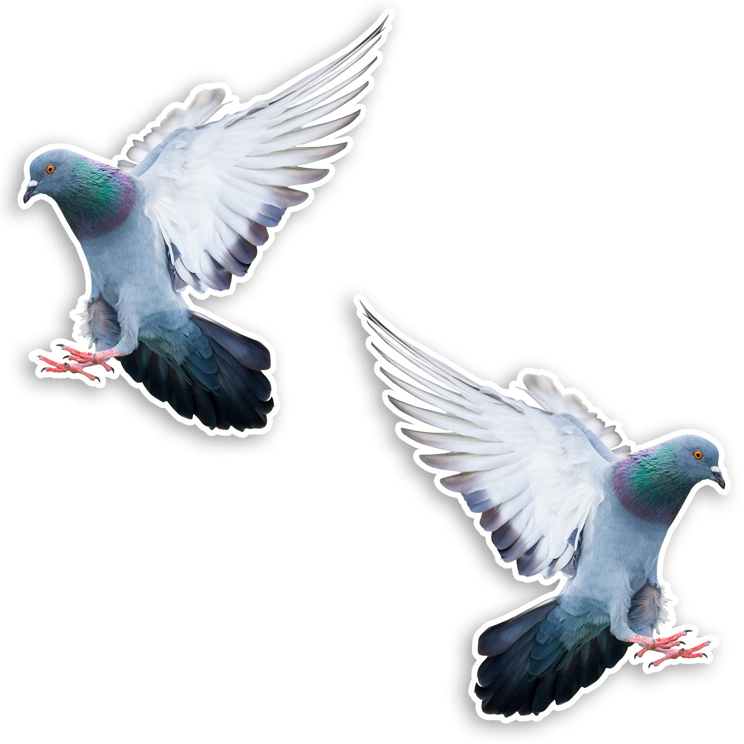Destination Vinyl Ltd Multi 2 X 10Cm Flying Pigeon Vinyl Stickers - Bird Dove Nature Sticker #34900