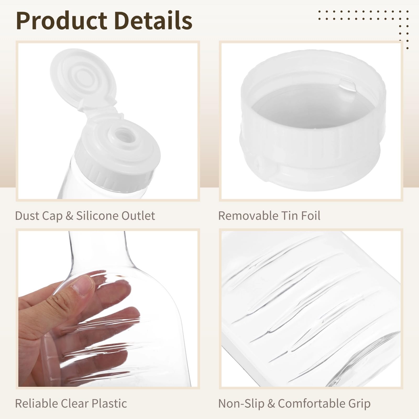 Generisch 30 Stk. transparente Kunststoff-Flaschen für Salatdressing, 16 oz Quetschflaschen mit Klappdeckel, PET Saucenflaschen für Ketchup, Würzsaucen, BBQ, Sandwich und Salat