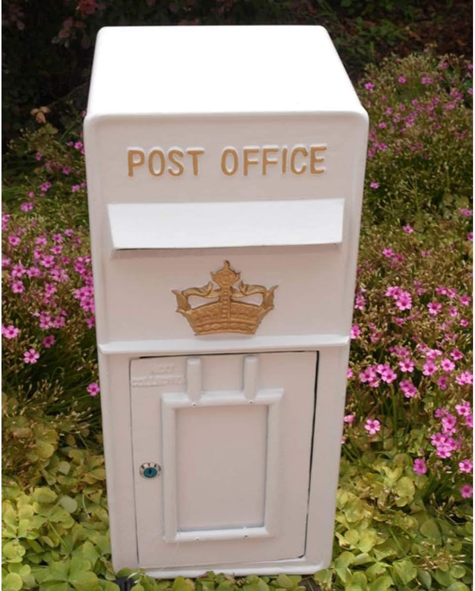 Replica GPO Wall Mounted Royal Mail Crown Emblem Post Box Or Letter Box - White