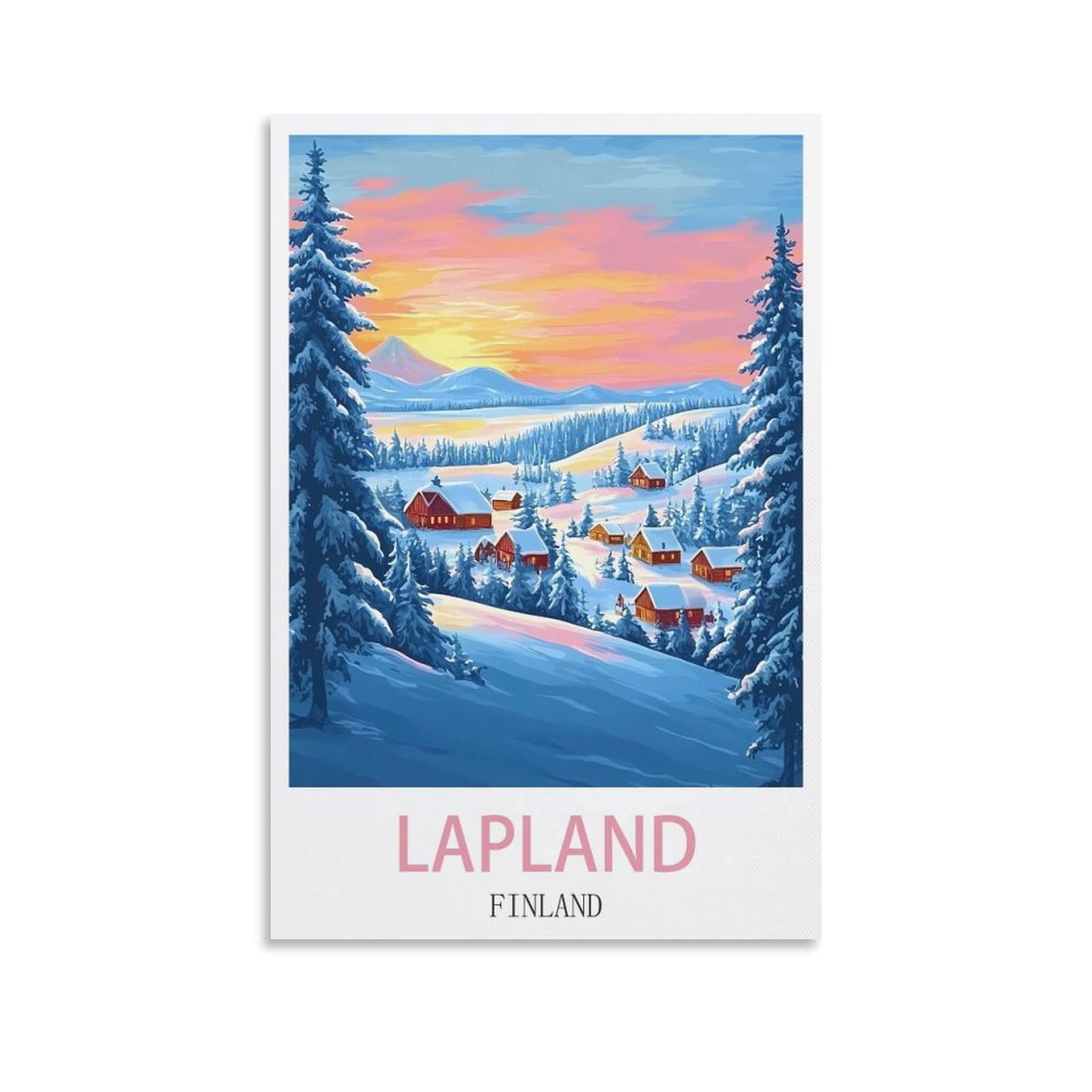 Zhilijing Unframe-Style Lapland Finland Vintage Travel Poster 08X12inch(20X30cm) Painting Canvas Wall Posters