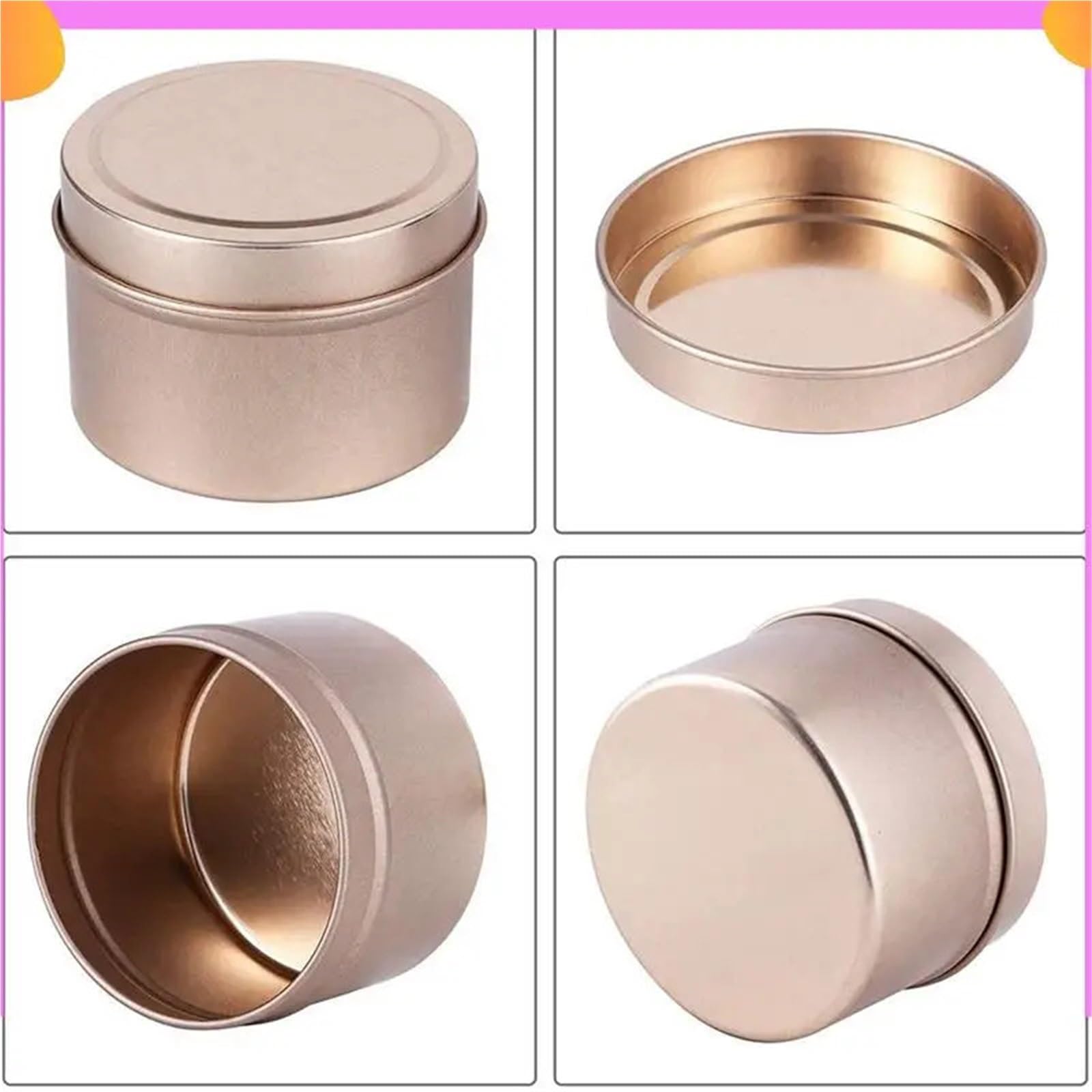 Barattoli per Candele Confezione da 48 barattoli di Latta for Candele con Coperchio, 4 Once, Metallo for Fai Te, Arti e Mestieri