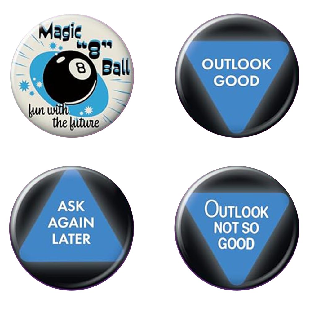Idée cadeau originale : lot de 4 boutons à collectionner Magic 8 Ball Ata-Boy