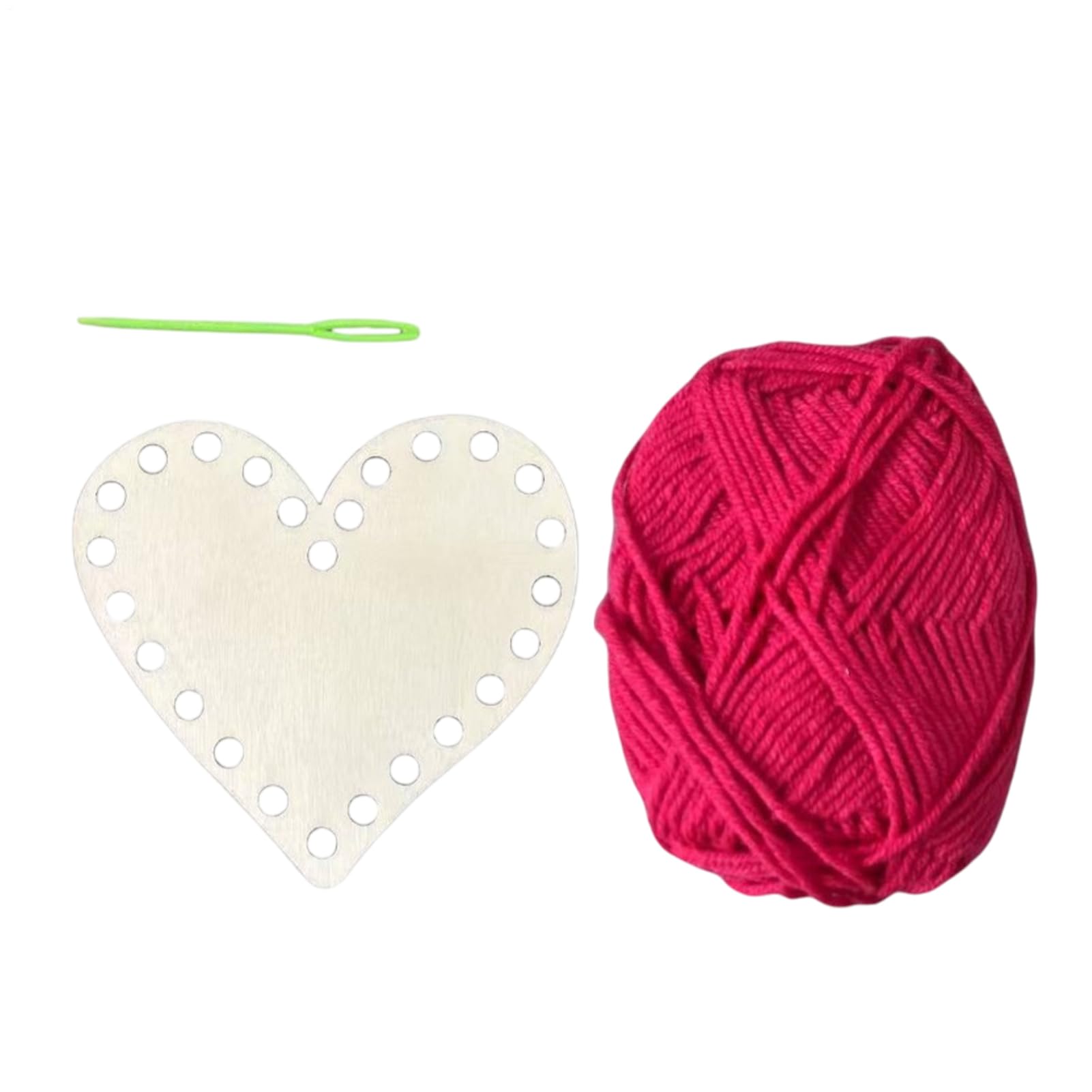 Wooden Basket Bottom, Round Blank Crochet Basket, Valentine's Day Wooden Crafts Set with Cotton Thread and Needle, Handmade Crochet Bottom Set for Valentine's Day, Mother's Decor