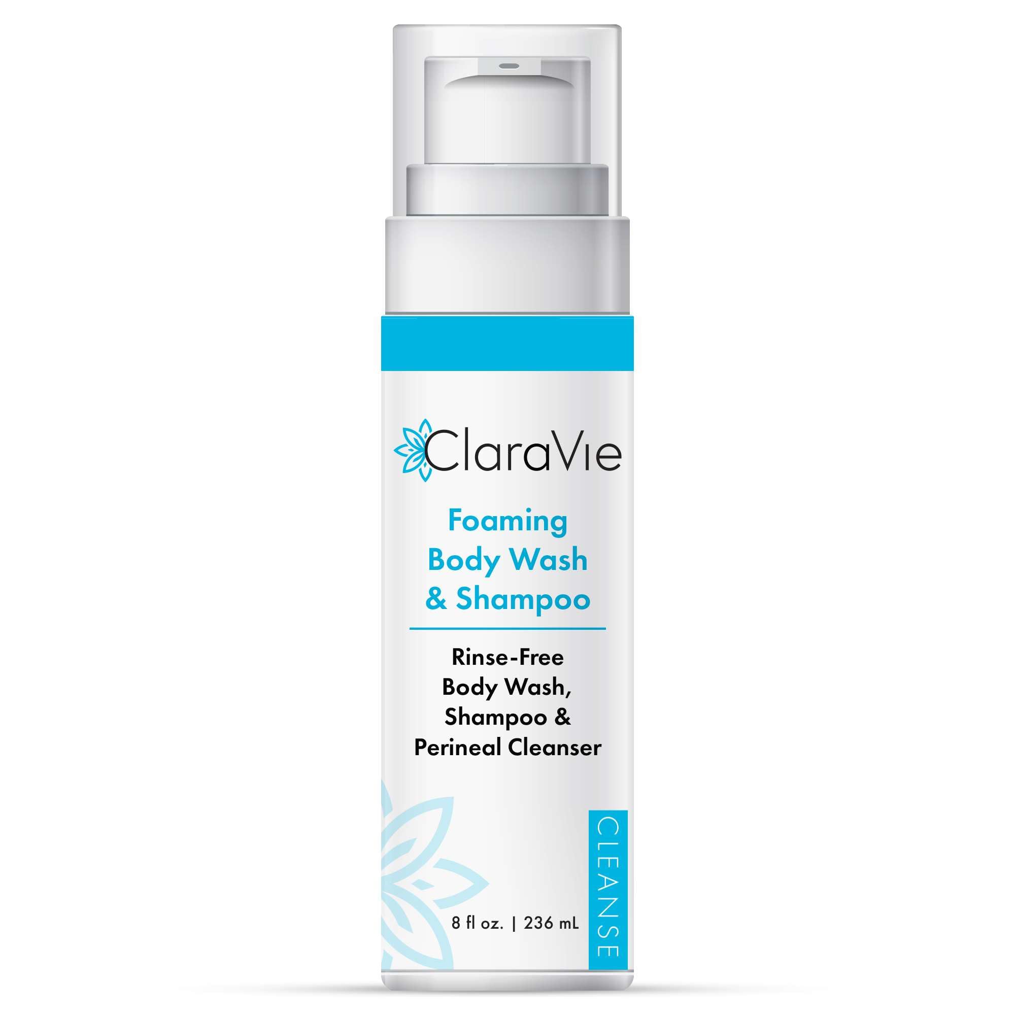 ClaraVie Foaming Body Wash and Shampoo and Perineal Cleanser - 8 oz No Rinse Body Wash for Elderly