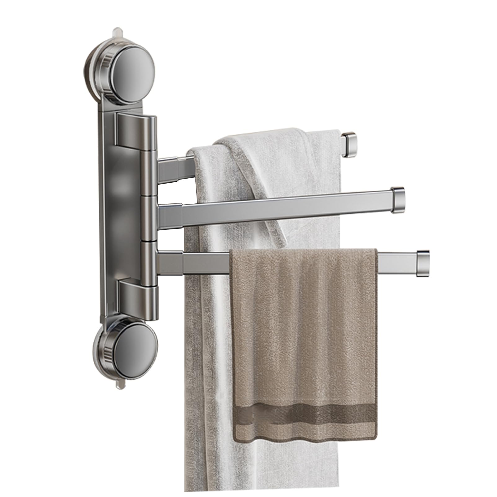Portasciugamani Girevole in Alluminio,Portasciugamani Ventosa a Parete Porta Asciugamani per Bagno Senza Foratura,Con 2 Braccia Girevoli Porta Salviette,Per Balcone,WC