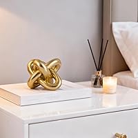 Vista 3 de Golden Knot Statue, Three Knot Sculpture Home Decor Accents, Knot Sculptures and Statues for Rustic Coffee Table Living Room Dining Table Entryway