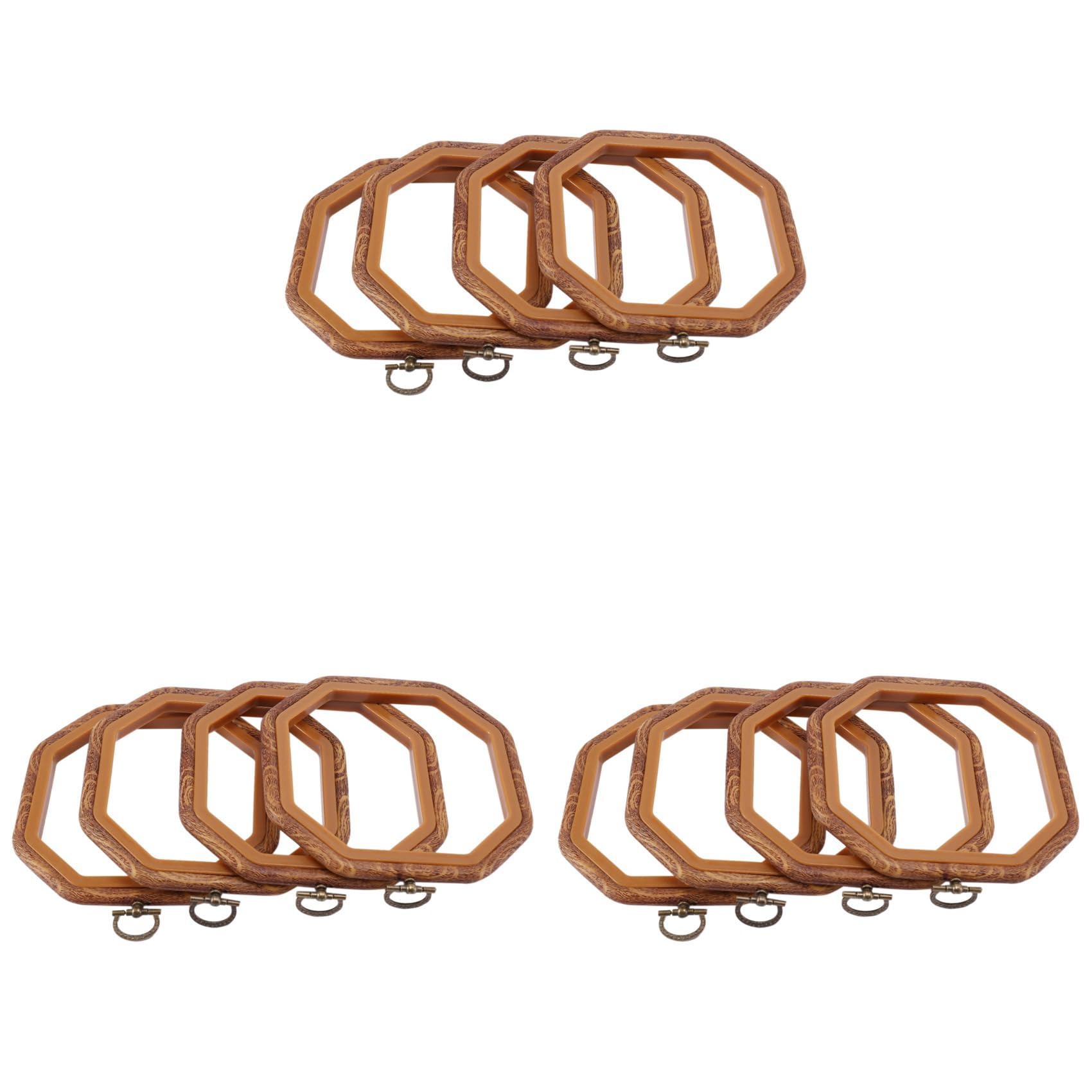 Hndhbfgrt 12PCS Octagon Embroidery Hoops Imitated Wood Hoop Set Display Frame for Art Craft Handy Sewing and Hanging