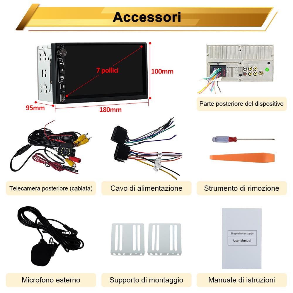 Junsun Autoradio 2 DIN con Schermo Wireless CarPlay & Android Auto