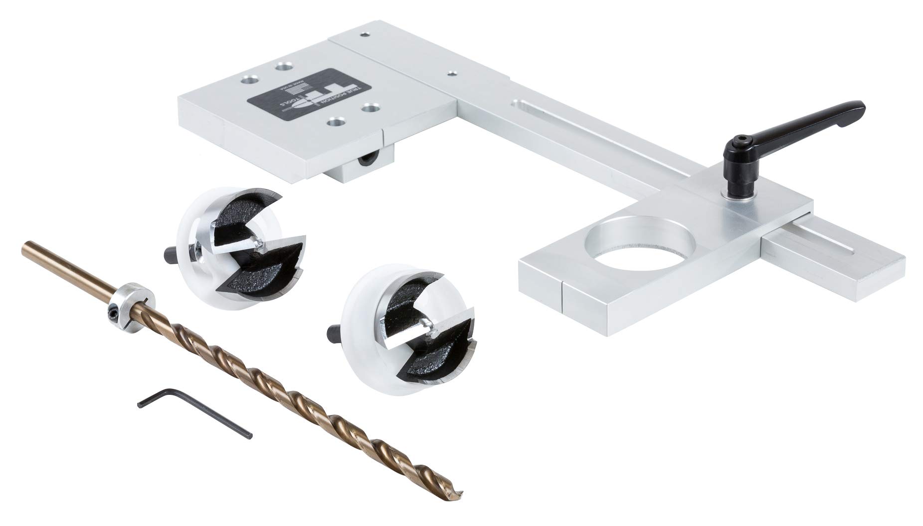 Cabinet Light Jig MAX, 2-1/8" and 2-1/4" Forstner Bits with Case - for LED Puck and Strips - Made in USA - True Position Tools