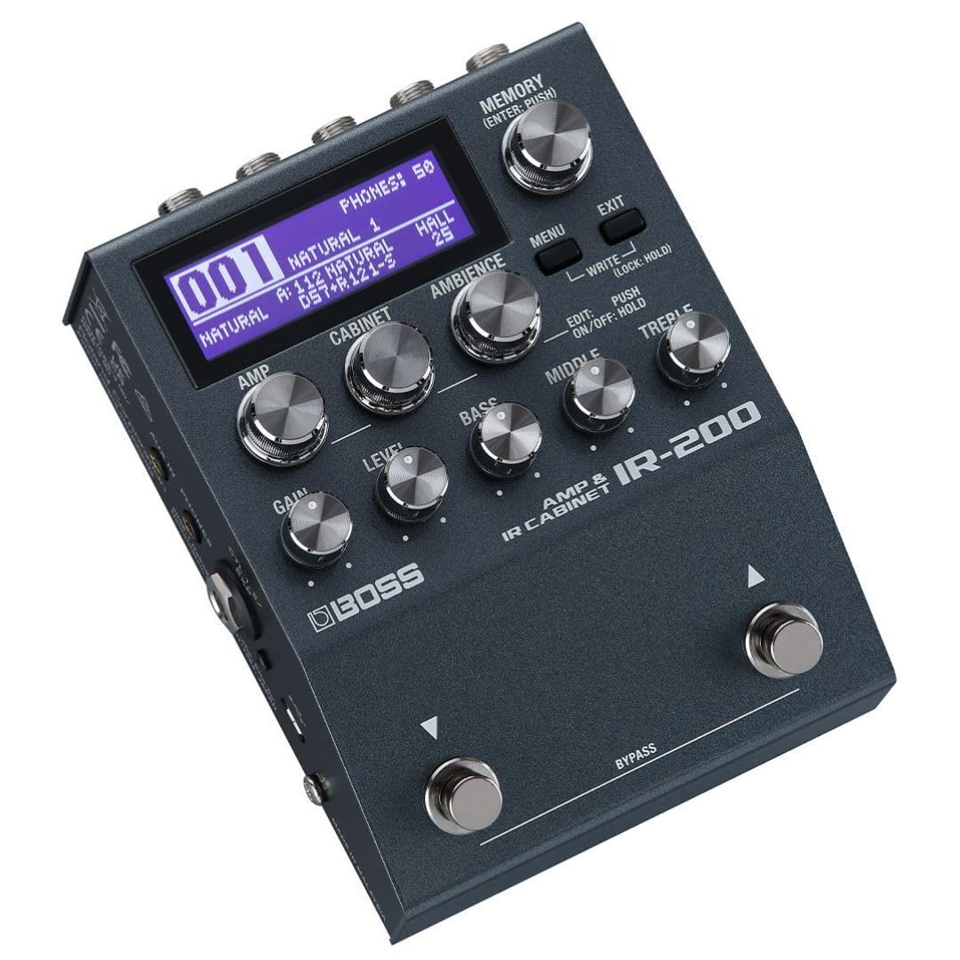BOSS IR-200 AMP & IR CABINET PEDAL – Pedal-based Amp Simulator and Impulse Response Loader with Premium Sound and Features - Exceptional Audio Quality, Premium Amps, Deep Sound Shaping – 128 Memories