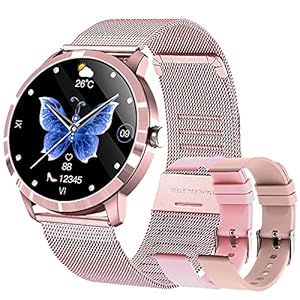 Montre Connectée Homme Femme,Smartwatch Compatible Samsung Huawei Xiaomi Android iOS Podometre Montre Sport Cardiofrequencemetre Etanche IP68 GPS Partagé Modes Sport Notification de Message (Rose)