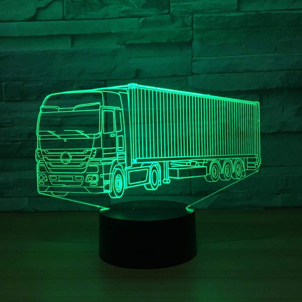 Lampada 3D Notte A Led Con Effetto Ottico - Camion E Auto - 7 Colori + Modalità Sfarfallio - USB - Decorazione Acrilica - 5