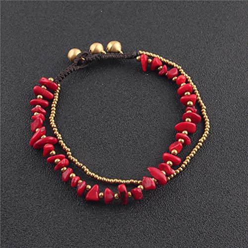 Image of kelistom Bohemian Ankle Bracelets for Women Handmade Natural Stone Beaded Chain Anklet