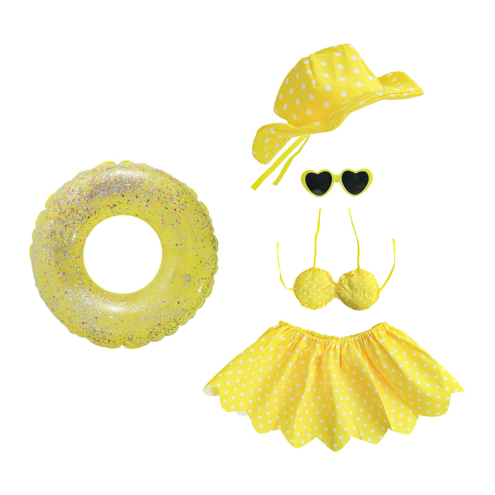 PANGBOER Shades Bikinis Set of 5 Geese Statue Costume Yellow Sun Hat Beach Theme for 17 Inch Outdoor Garden Decors Yellow Sun Hat Geese Decors