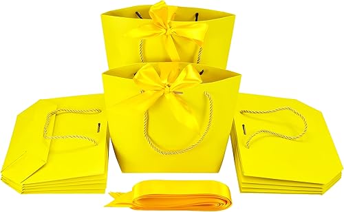 Miniatura 8 de HUAPRINT Bolsas de regalo con asas, bolsas de recuerdo de fiesta con cinta de lazo, 12 bolsas de papel verde para cumpleaños, boda, dama de honor,