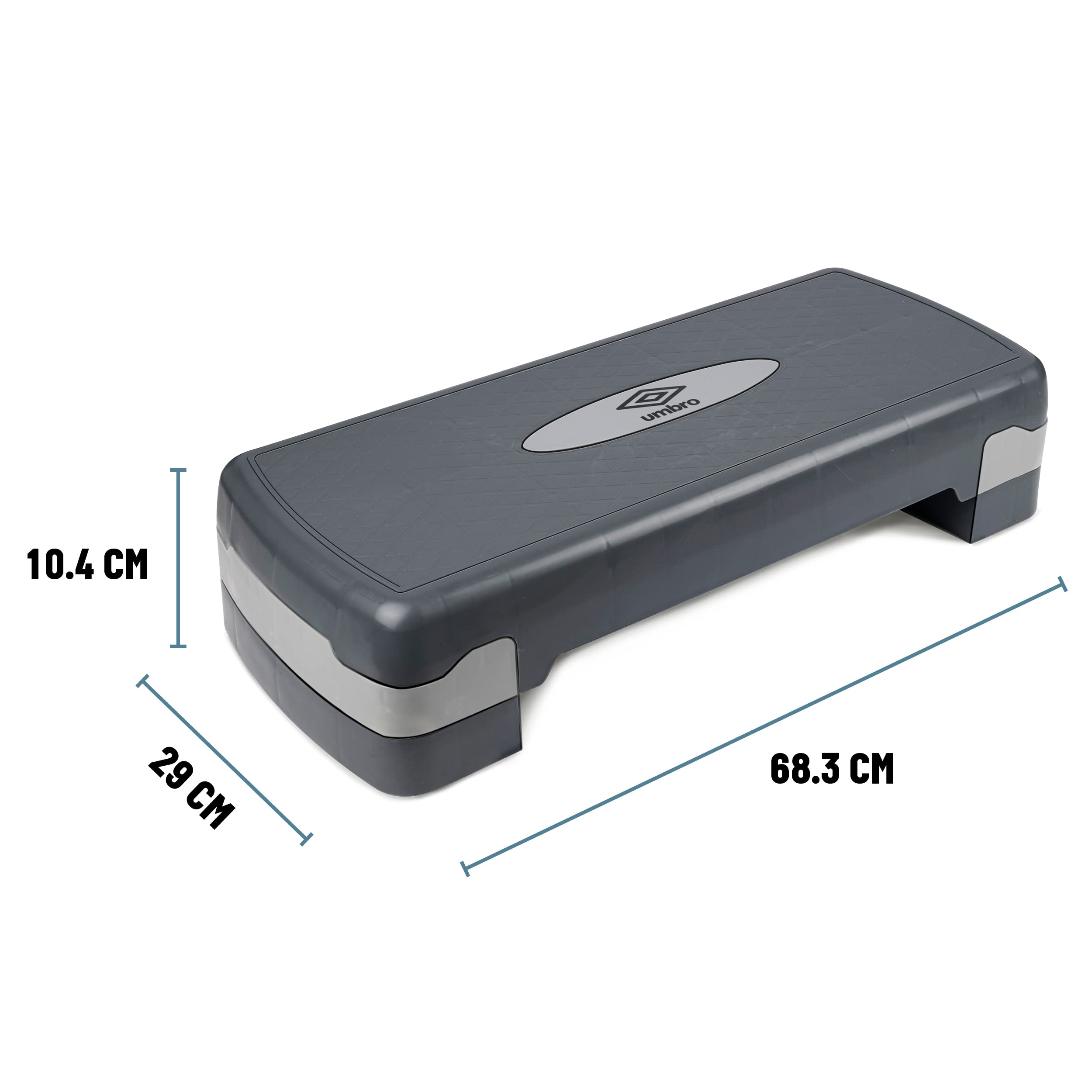 Umbro Stepper für Zuhause Höhenverstellbar 10-15 cm – Fitness Stepper mit Rutschfester Oberfläche für Reha und Training – Kompakt und Stabil – Grau/Schwarz – 68,3 x 29 x 10,4 cm