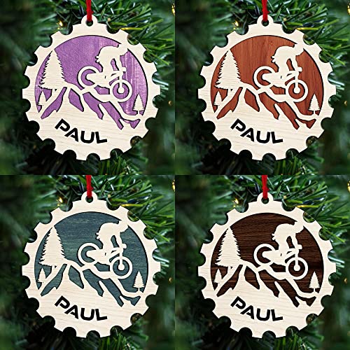 Personalized Mountain Bike Wood Ornament 2023
