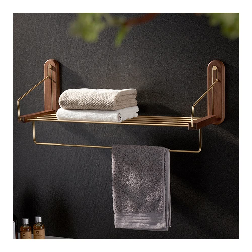 Porte-Serviette Étagère CRODY en Laiton 64 Cm pour Rangement de Salle de Bain
