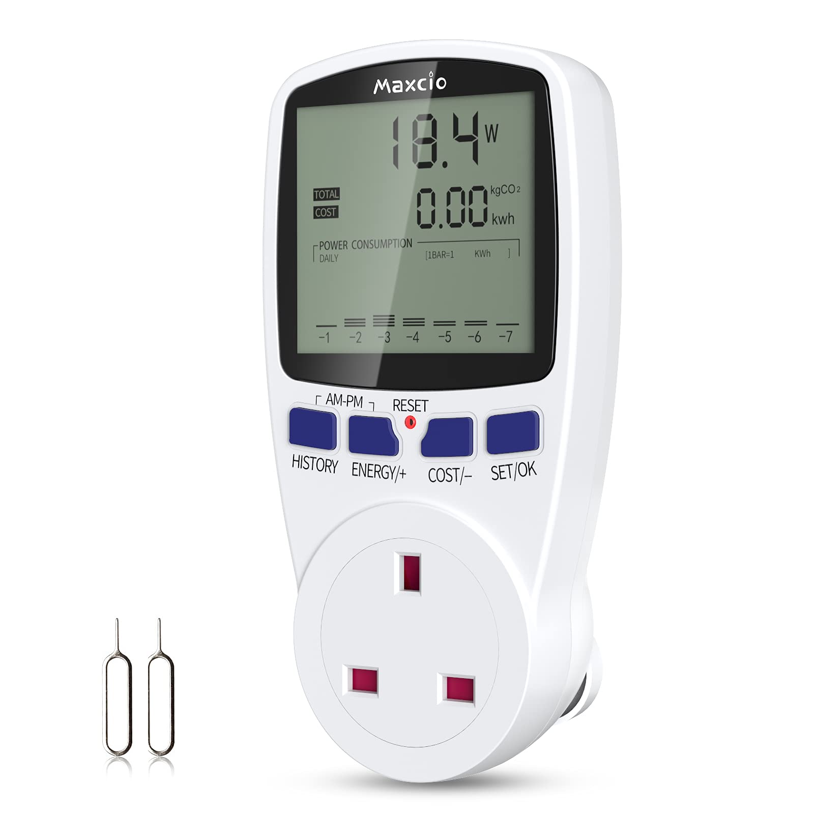 Buy Maxcio Power Meter Energy Monitor Dual Tariffs with LCD Display 1P