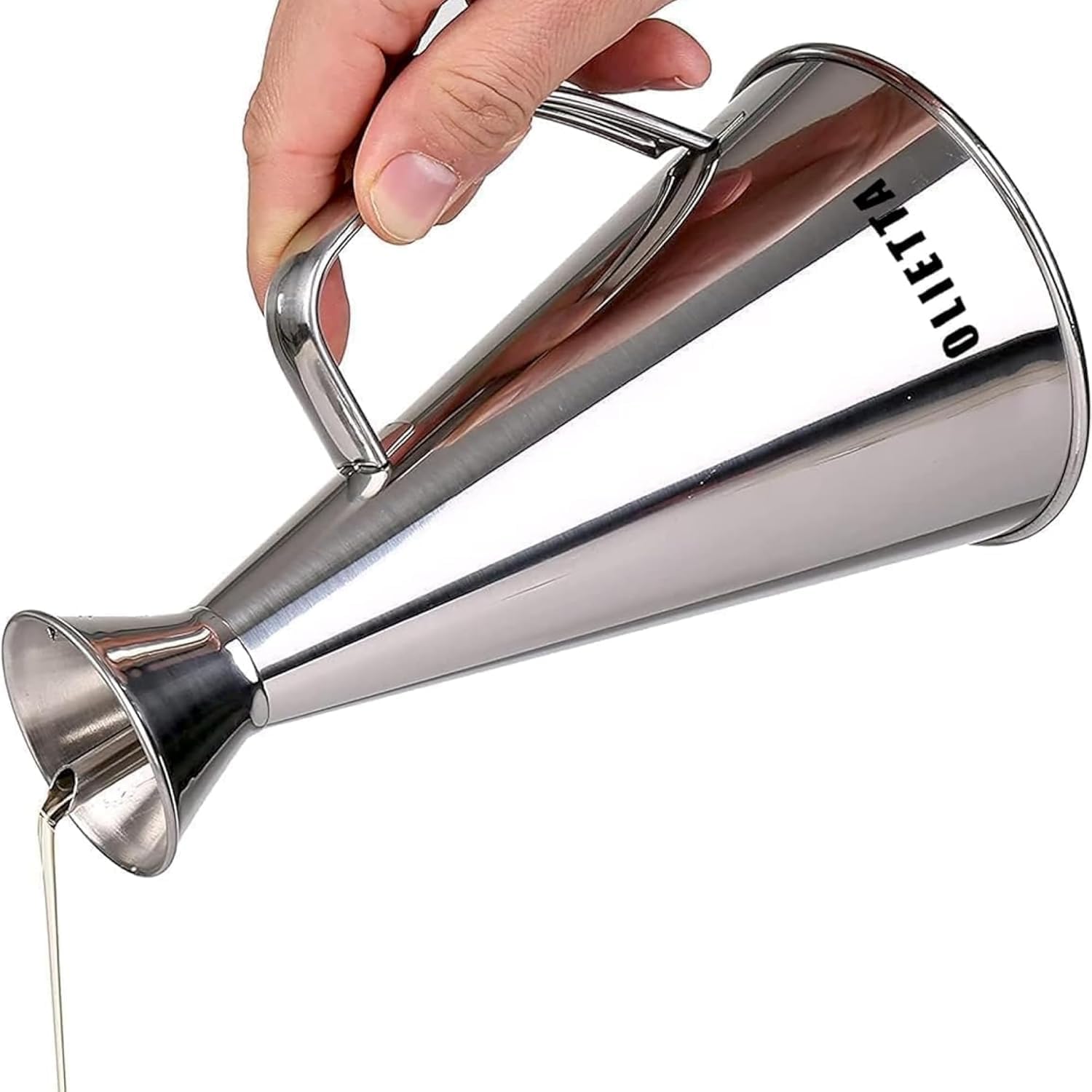 Olietta Stainless Steel Non Drip Leak Proof No Mess Oil Dispenser and Vinegar Cruet Pourer and Drizzler for Kitchen 17oz 500ML - Great for Pouring Olive Oil and Liquids - Easy to Clean & Leakproof