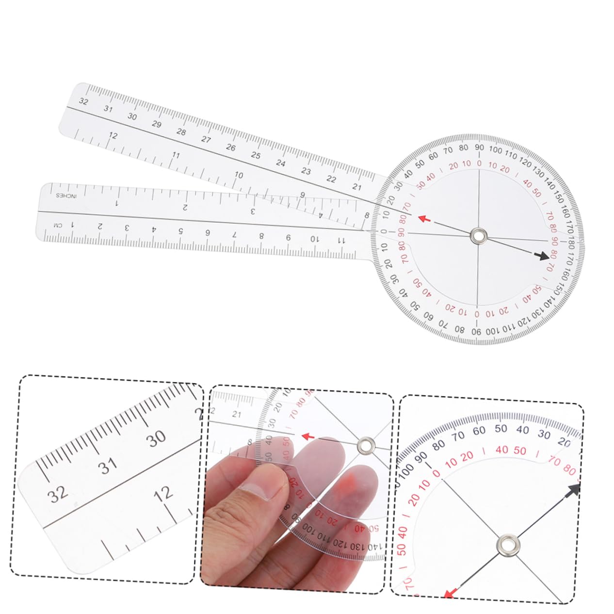 HOMSFOU 4pièces Goniomètre Rotatif Plastique Avec Graduation Claire Goniomètre De Mesure Pour Étudiants Et Enseignants Équerre Transparente Pour Dessin Précis