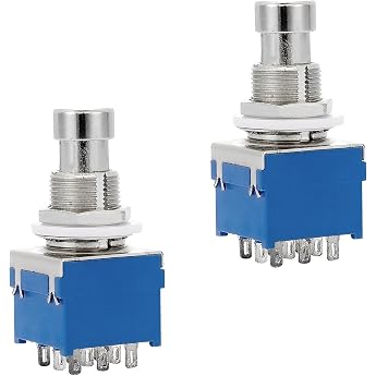 Guitar Effect Pedal 9 Pin 3PDT Guitar Effect Pedal Box Stomp Foot Metal Switch for True Bypass Pack of 2