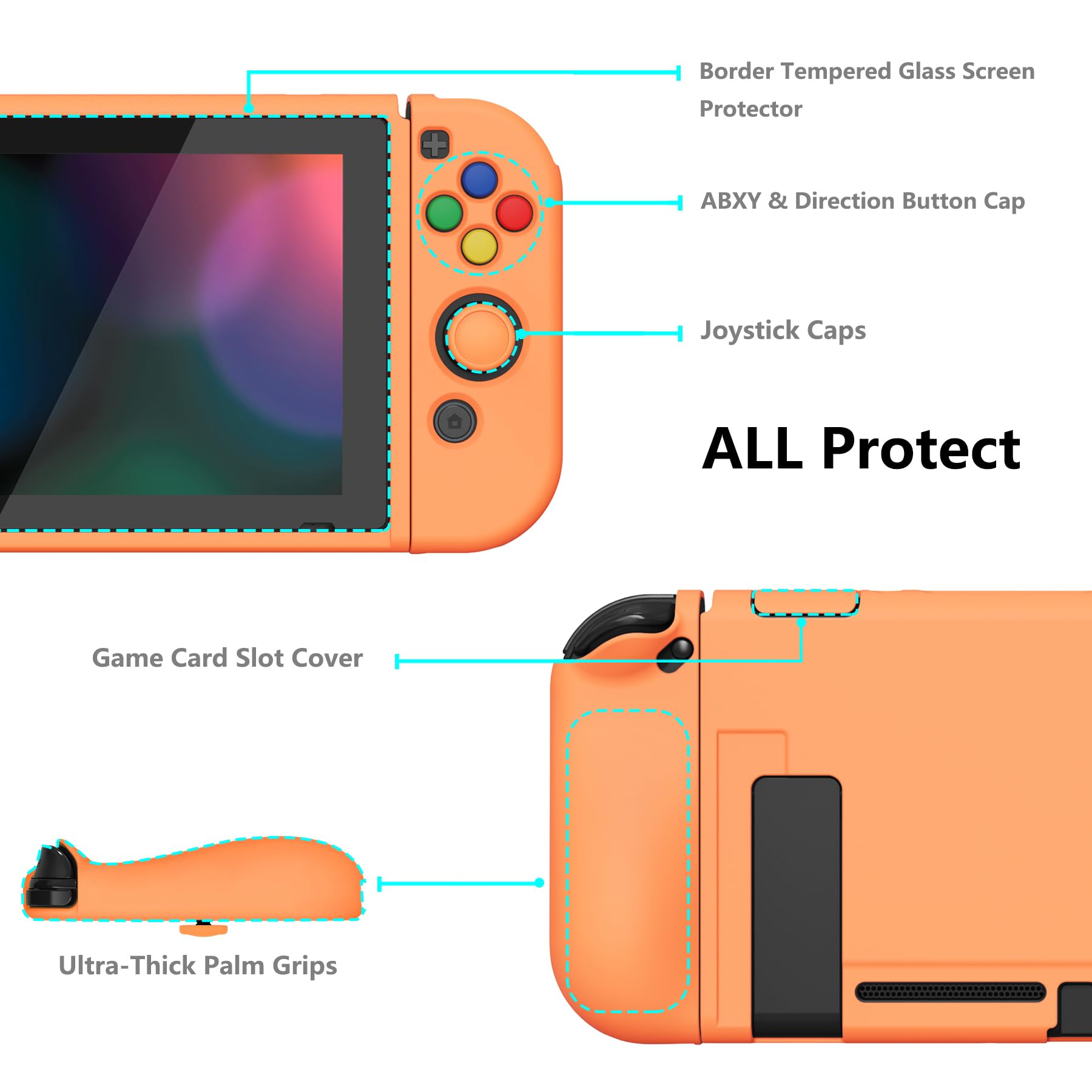 PlayVital ZealProtect Weiche Schutzhülle für Nintendo Switch Konsole Joy Con, Case Hülle Cover Zubehör für Switch mit Displayschutzfolie&Sticks Kappen&Tastenkappen(Nostalgische Rose) - 5