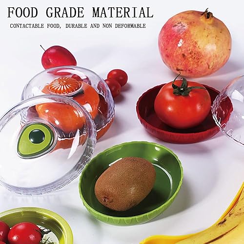 Vista 2 de Juego de 4 recipientes de frutas y verduras con tapa para refrigerador, recipiente de almacenamiento de cebolla, aguacate, protector de tomate
