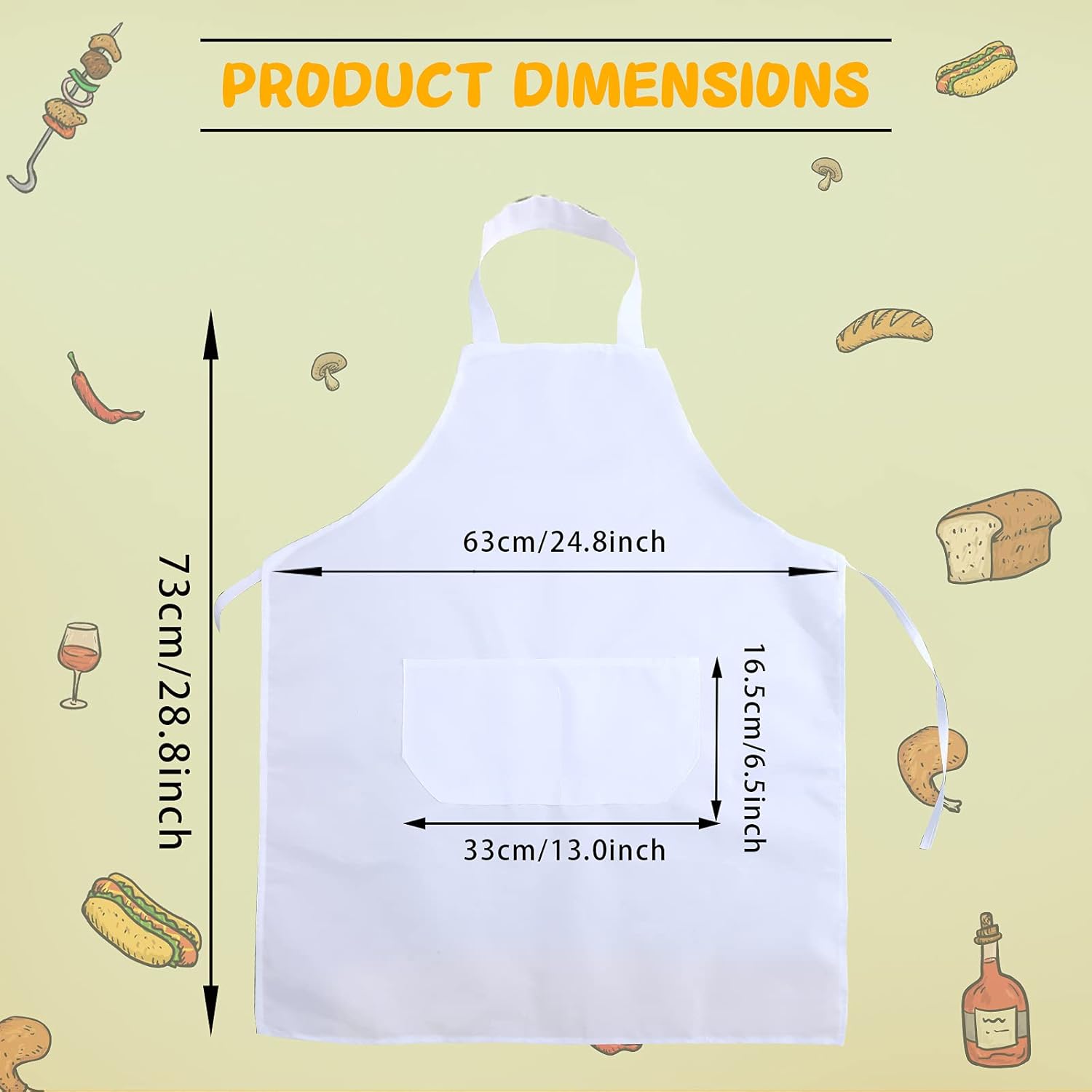 SATINIOR Sublimation Bib Blank Kitchen Aprons with Pockets Unisex White Cooking Kitchen Apron for Restaurant Home(5 Pieces) - Image 2