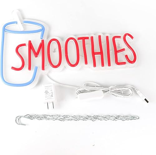 Miniatura 8 de Letrero de neón de barra de batidos para tienda de bebidas de frutas y cafetería, letrero LED súper brillante para restaurante. Fácil de colgar en