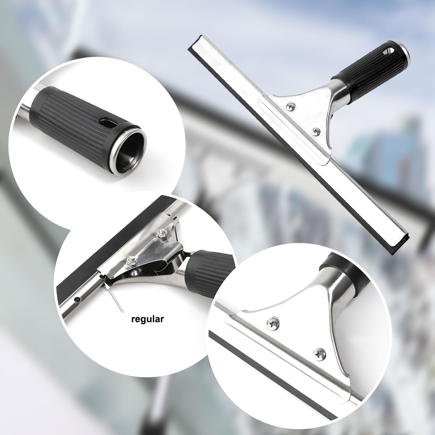 TETEWEVER 2 Pezzi Tergivetro in Acciaio Inox, Tergivetro per Doccia, Lavavetri Professionale 25cm, Tergipavimento Finestre, Spatole Lavavetri per Bagno, Doccia, Auto Vetro, Specchio