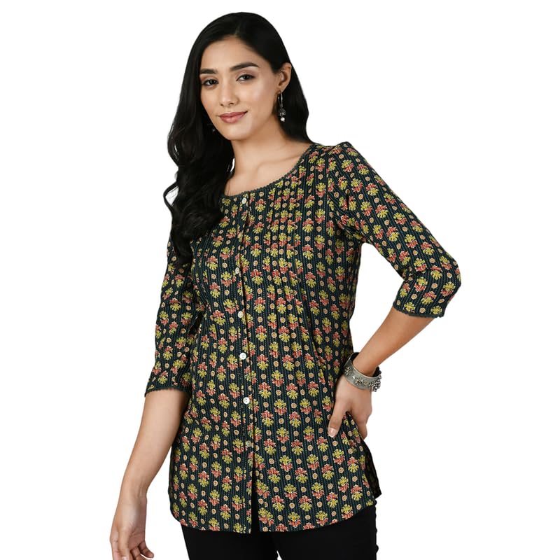 Image of Meesan Women's Casual Ethnic 3 /4 Sleeve Printed Tunic